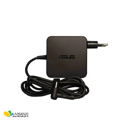 شارژر لپ تاپ ایسوس 65 وات مدل ADP-65DWA با ولتاژ 19 ولت و جریان 3.42 آمپر - نمای جلو مناسب برای لپ تاپ های نازک ایسوس با سوکت 4.0x1.35